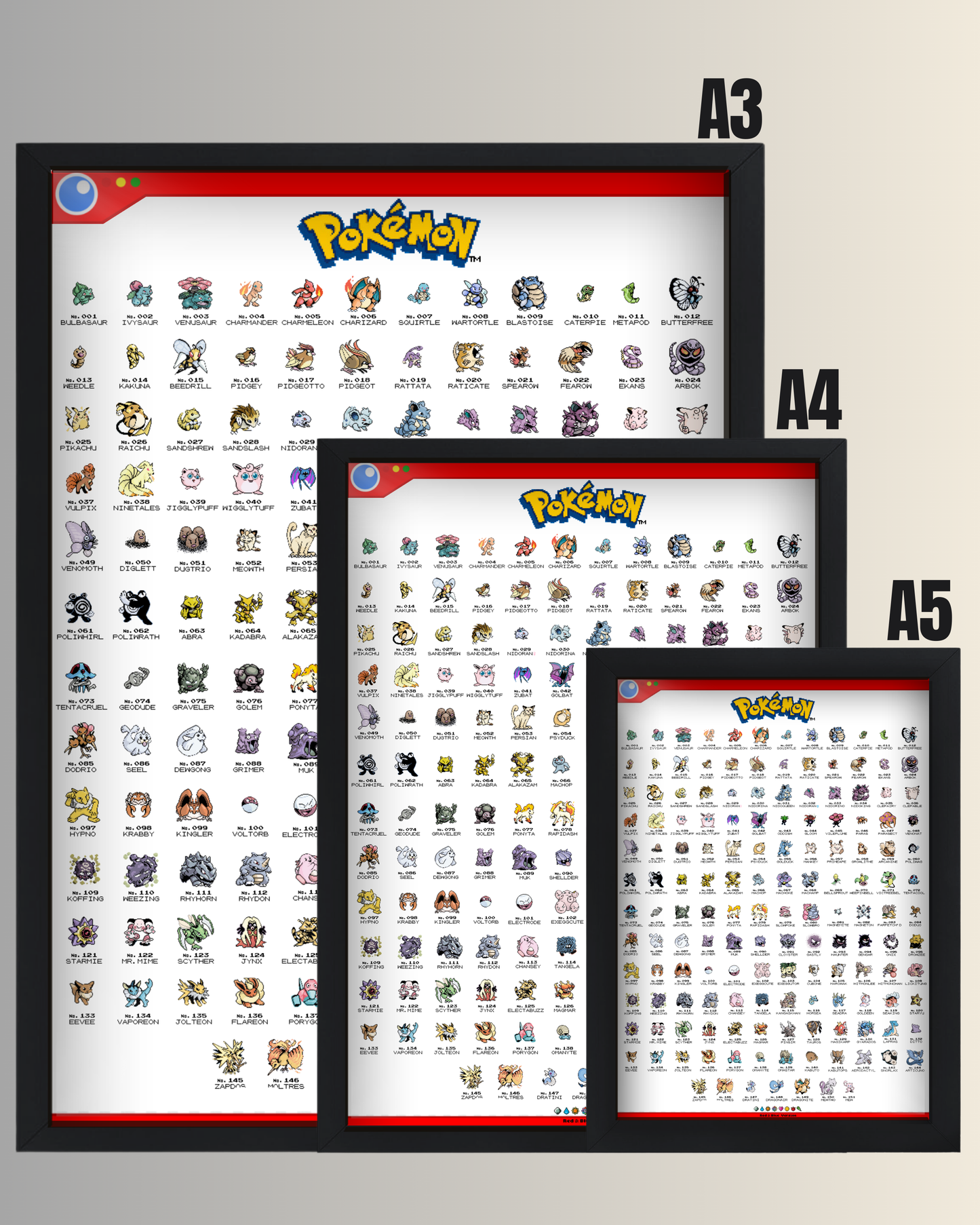 Quadro: 151 Pokémons - Primeira Geração
