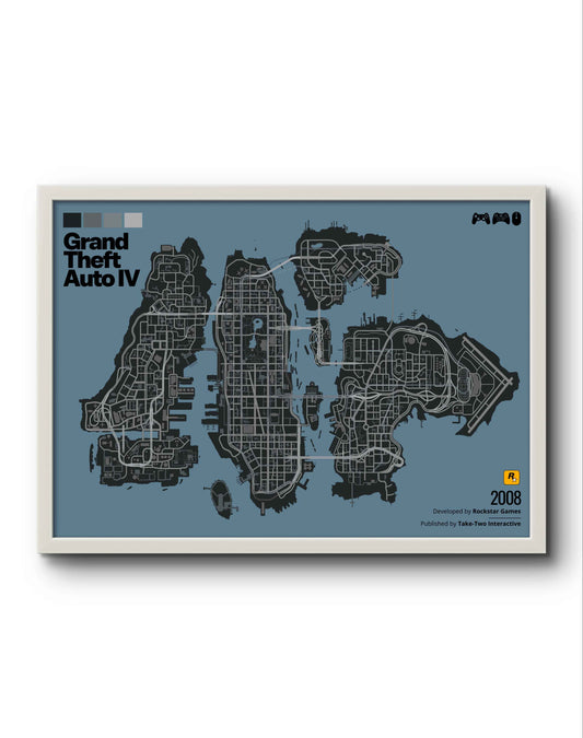 Quadro: Mapa Grand Theft Auto IV (GTA IV)