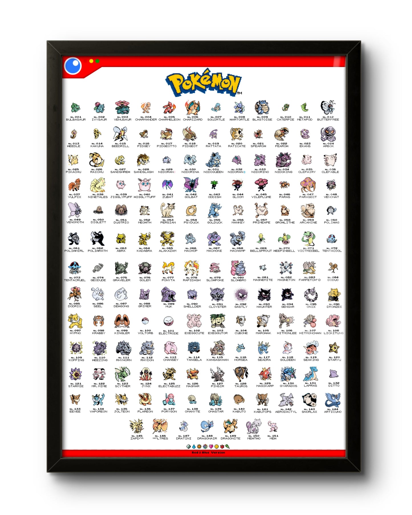 Quadro: 151 Pokémons - Primeira Geração