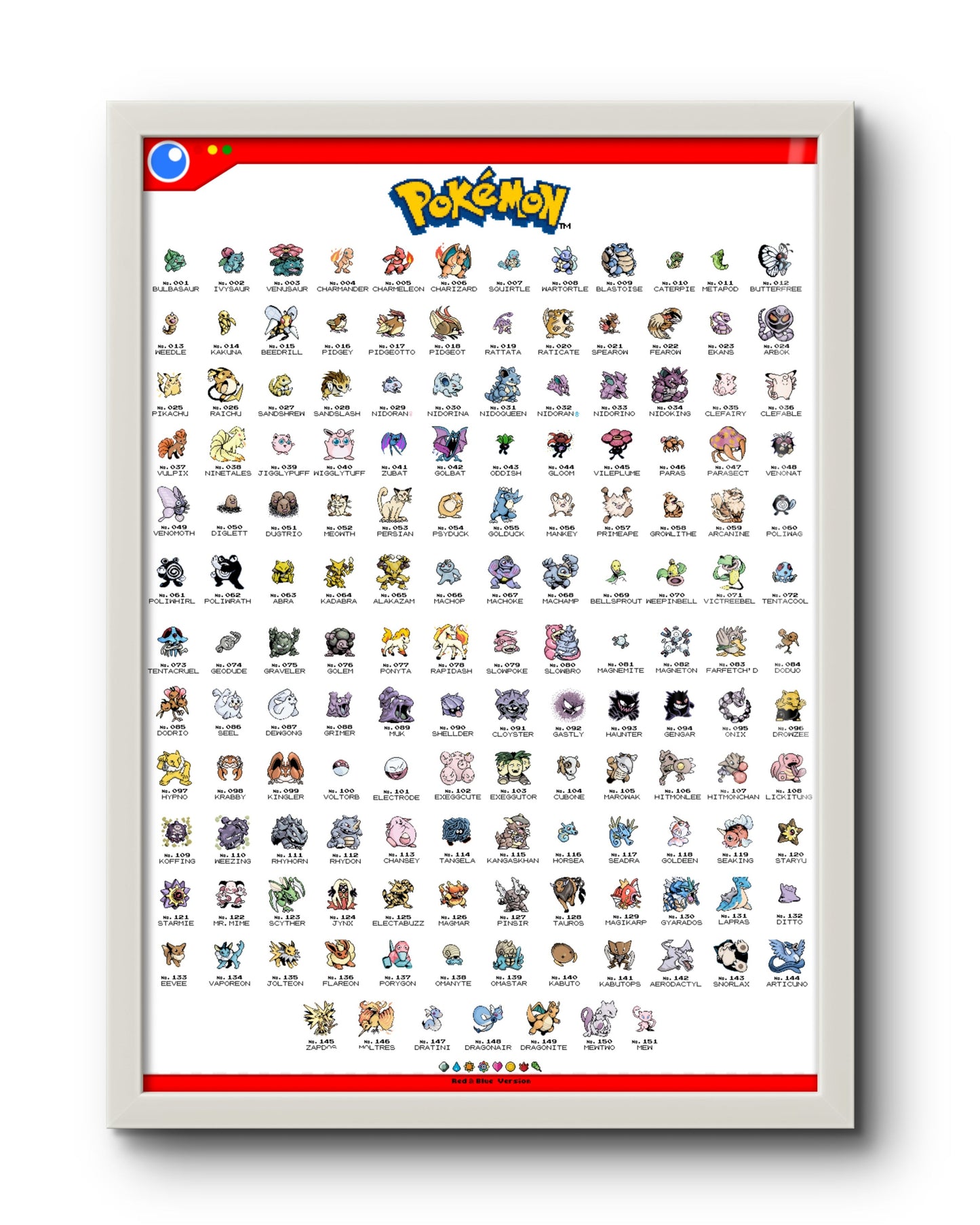 Quadro: 151 Pokémons - Primeira Geração