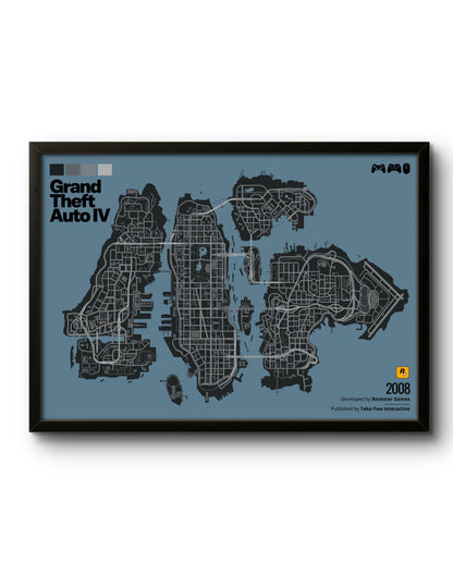 Quadro: Mapa Grand Theft Auto IV (GTA IV)